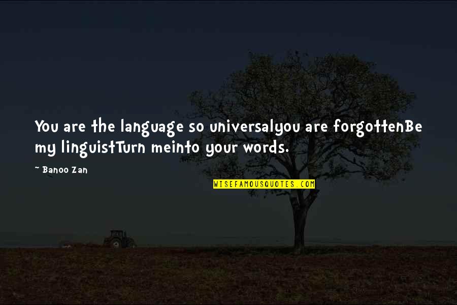 Me You Love Quotes By Banoo Zan: You are the language so universalyou are forgottenBe