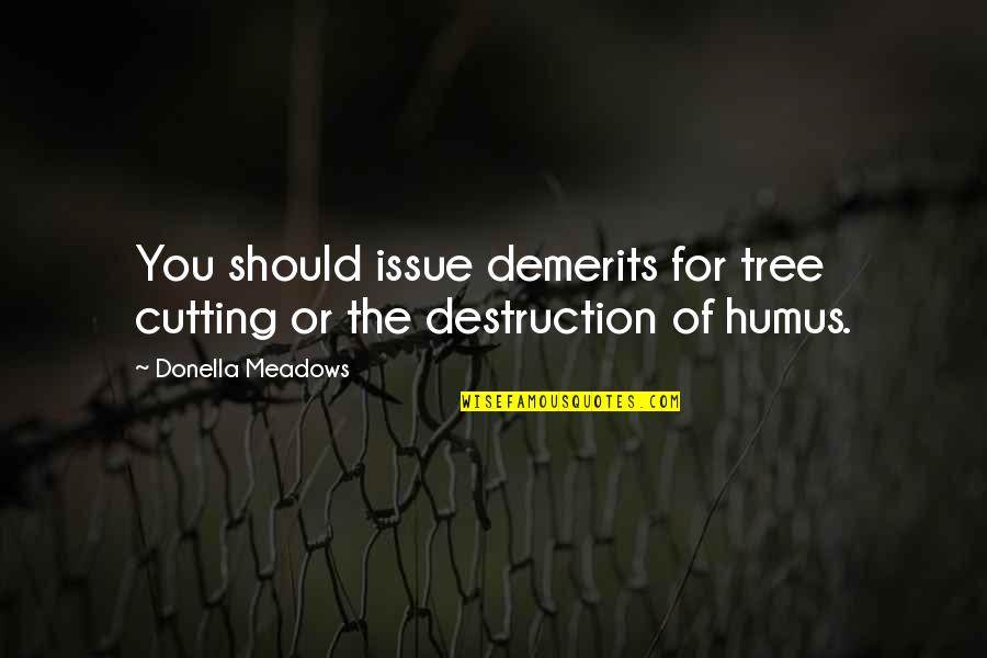 Meadows Quotes By Donella Meadows: You should issue demerits for tree cutting or