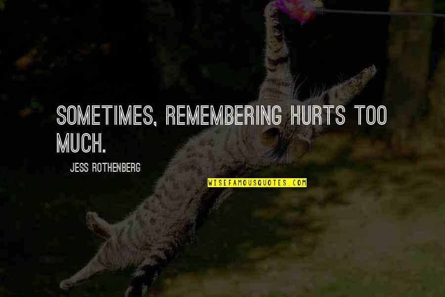 Mealing Meditation Quotes By Jess Rothenberg: Sometimes, remembering hurts too much.