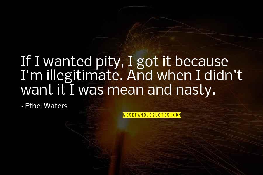 Mean And Nasty Quotes By Ethel Waters: If I wanted pity, I got it because