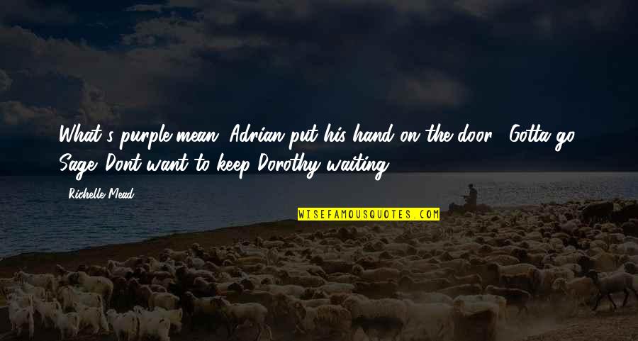 Mean His Quotes By Richelle Mead: What's purple mean?"Adrian put his hand on the