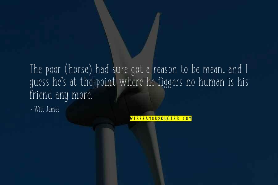 Mean His Quotes By Will James: The poor (horse) had sure got a reason