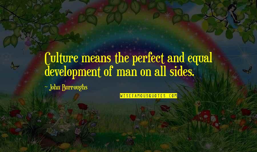Mean Man Quotes By John Burroughs: Culture means the perfect and equal development of