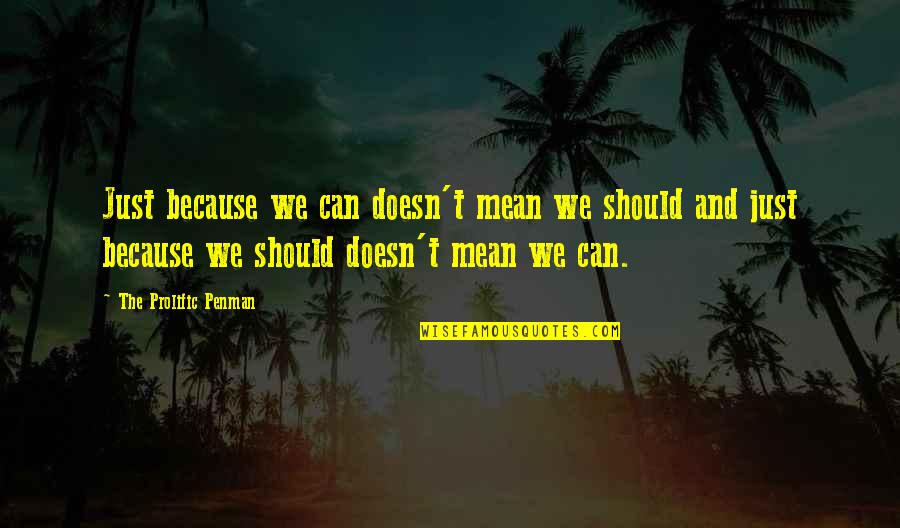 Mean Quotes And Quotes By The Prolific Penman: Just because we can doesn't mean we should Mean Quotes And Quotes By The Prolific Penman: Just because we can doesn't mean we should