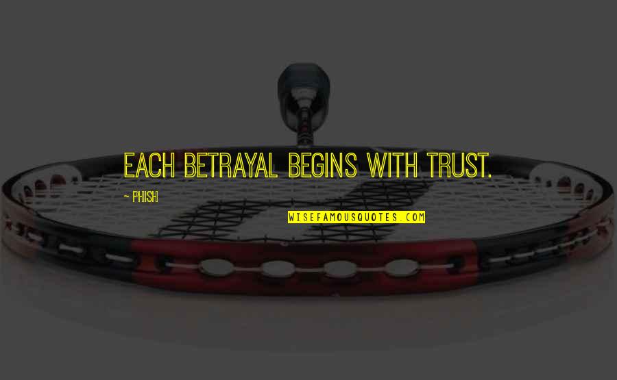 Mean Sonofabitch Quotes By Phish: Each betrayal begins with trust. Mean Sonofabitch Quotes By Phish: Each betrayal begins with trust.