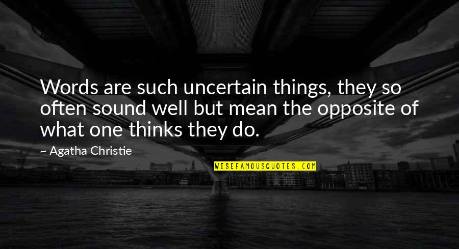 Mean Well Quotes By Agatha Christie: Words are such uncertain things, they so often