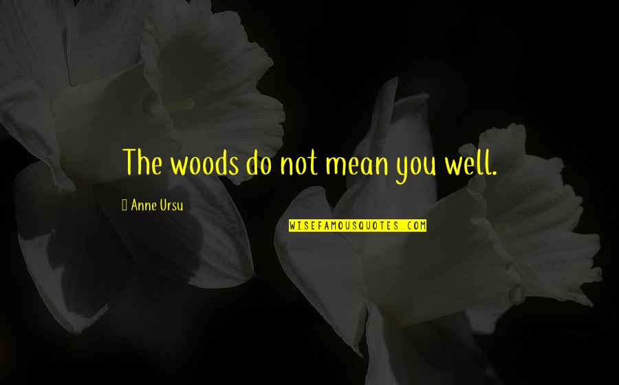 Mean Well Quotes By Anne Ursu: The woods do not mean you well.