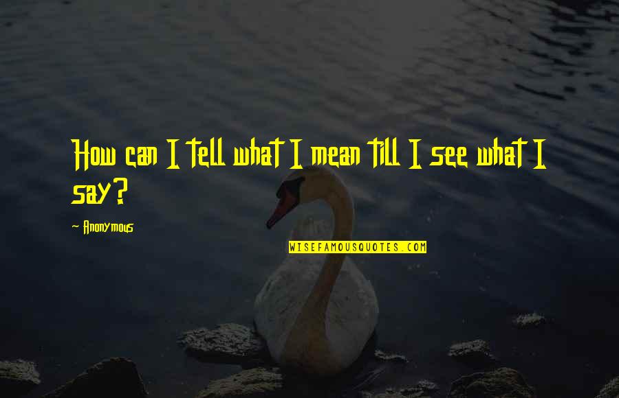 Mean What I Say Quotes By Anonymous: How can I tell what I mean till