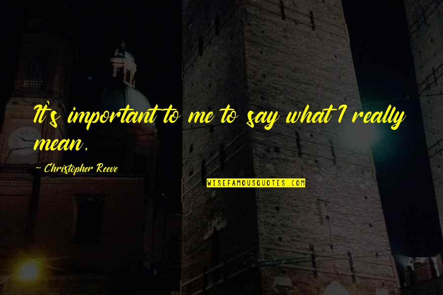Mean What I Say Quotes By Christopher Reeve: It's important to me to say what I