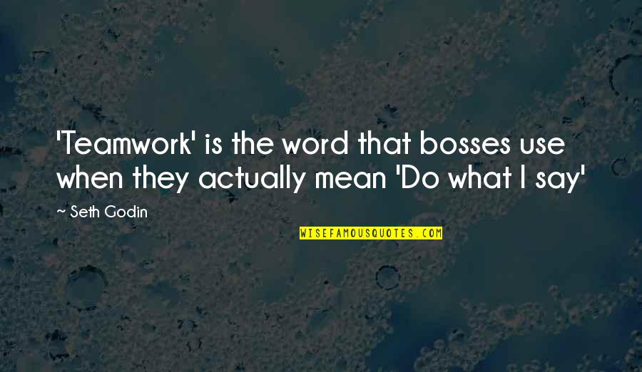 Mean What I Say Quotes By Seth Godin: 'Teamwork' is the word that bosses use when