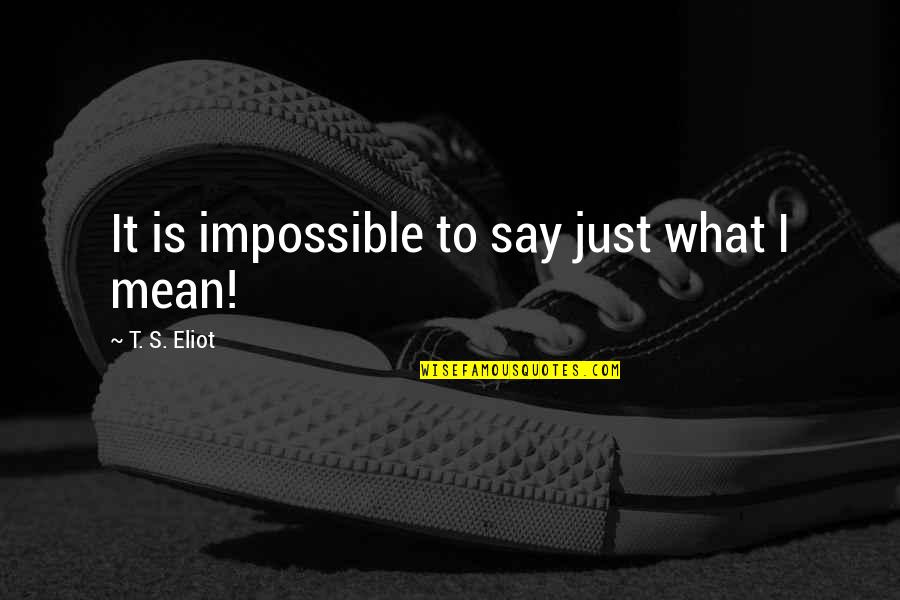 Mean What I Say Quotes By T. S. Eliot: It is impossible to say just what I