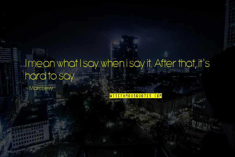 Mean What We Say Quotes By Marc Levy: I mean what I say when i say