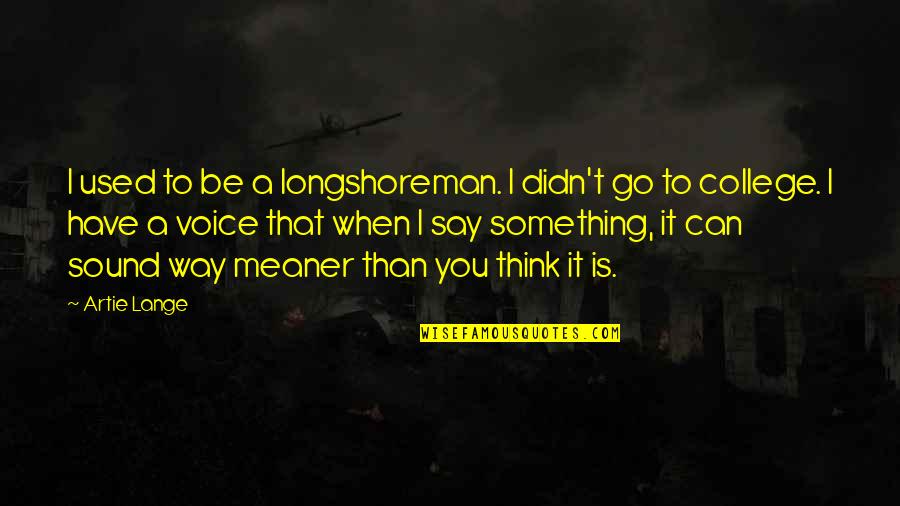 Meaner Than Quotes By Artie Lange: I used to be a longshoreman. I didn't