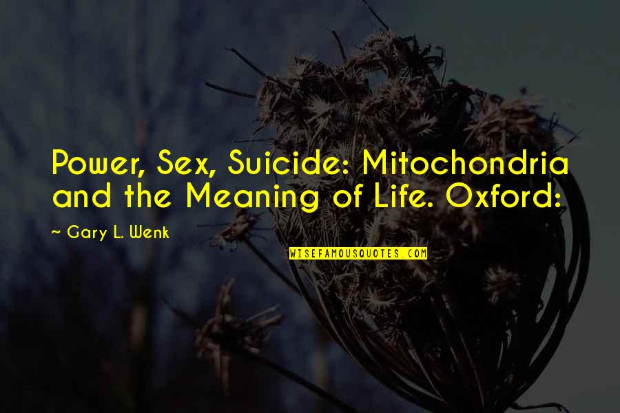 Meaning And Life Quotes By Gary L. Wenk: Power, Sex, Suicide: Mitochondria and the Meaning of