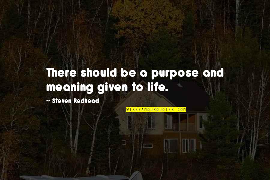 Meaning And Life Quotes By Steven Redhead: There should be a purpose and meaning given