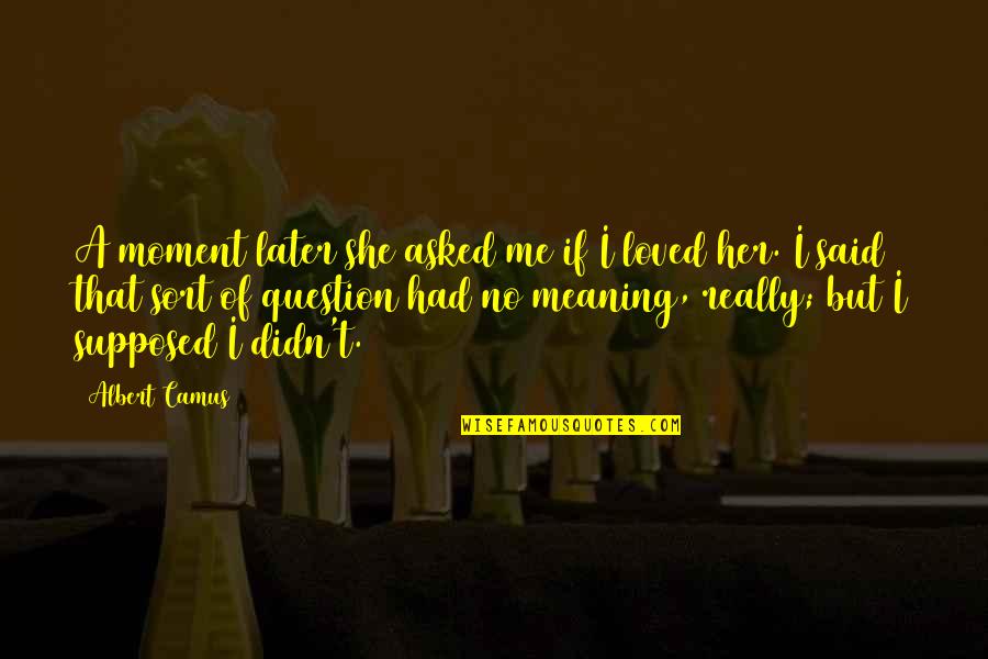 Meaning Of A Quotes By Albert Camus: A moment later she asked me if I