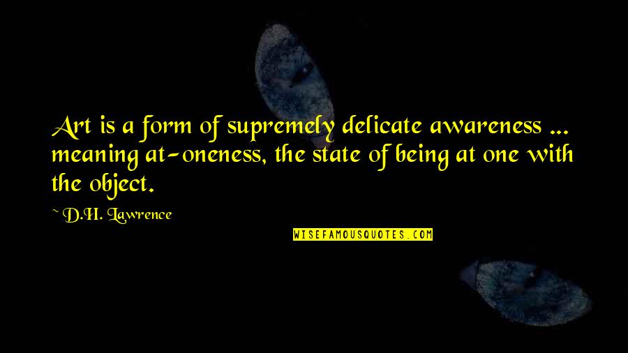 Meaning Of Art Quotes By D.H. Lawrence: Art is a form of supremely delicate awareness