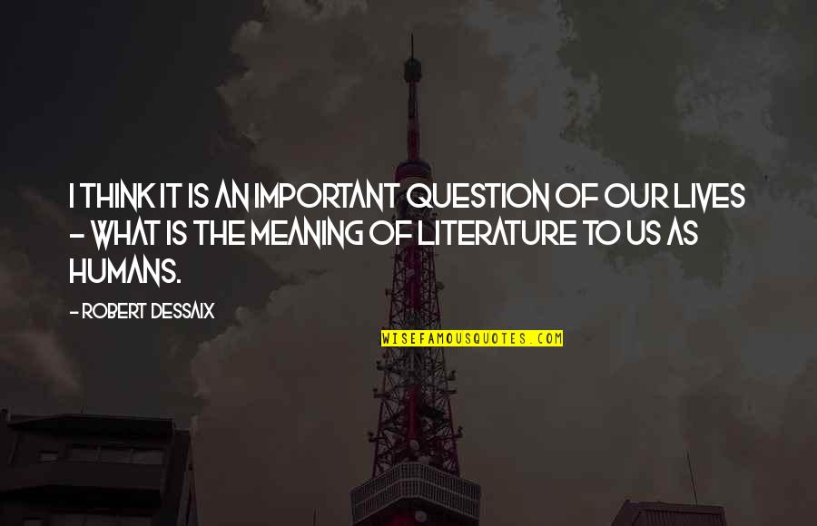 Meaning Of Literature Quotes By Robert Dessaix: I think it is an important question of