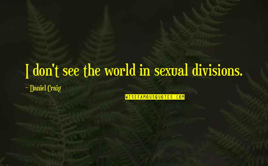 Meaning Of The Rainbow Quotes By Daniel Craig: I don't see the world in sexual divisions. Meaning Of The Rainbow Quotes By Daniel Craig: I don't see the world in sexual divisions.