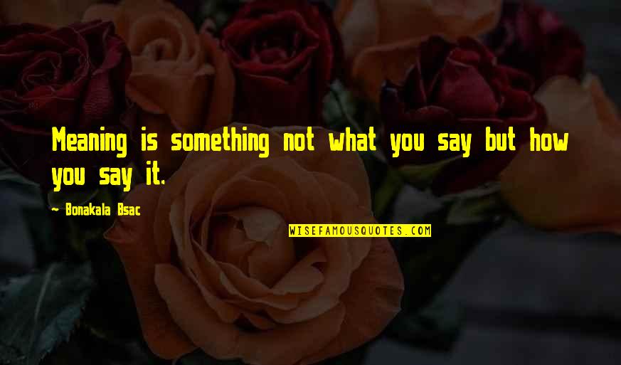 Meaning Something Quotes By Bonakala Bsac: Meaning is something not what you say but