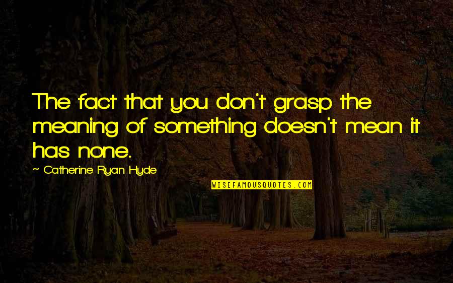 Meaning Something Quotes By Catherine Ryan Hyde: The fact that you don't grasp the meaning