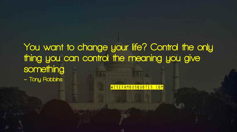 Meaning Something Quotes By Tony Robbins: You want to change your life? Control the