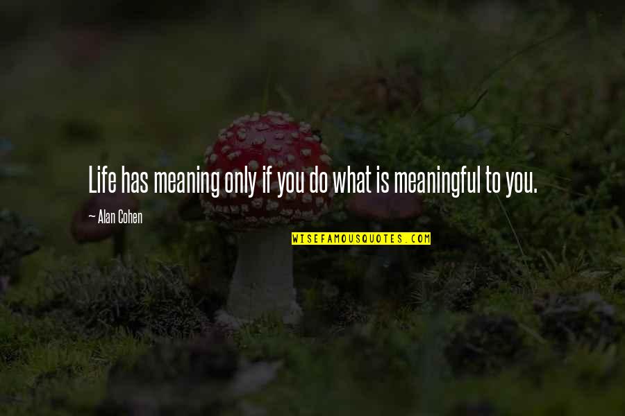 Meaning To Life Quotes By Alan Cohen: Life has meaning only if you do what