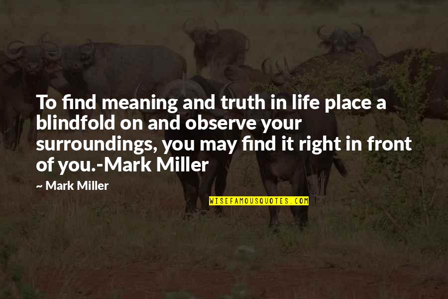 Meaning To Life Quotes By Mark Miller: To find meaning and truth in life place