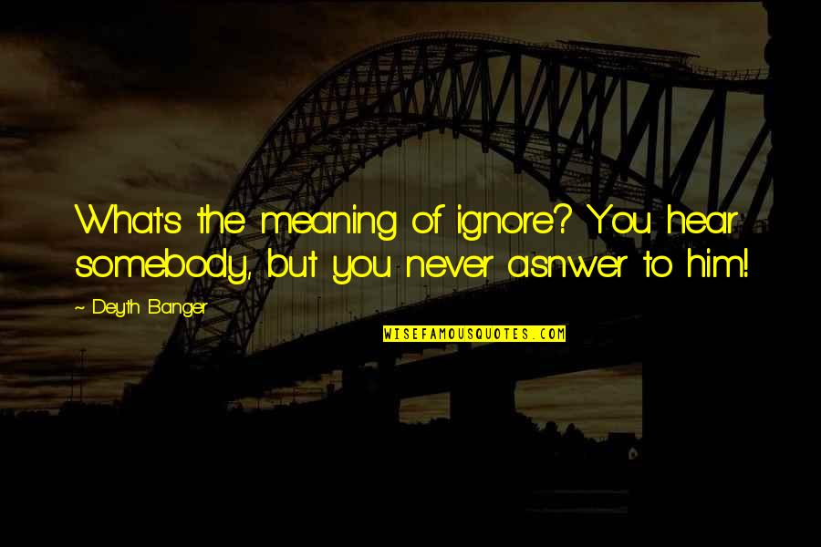 Meaning To You Quotes By Deyth Banger: What's the meaning of ignore? You hear somebody,