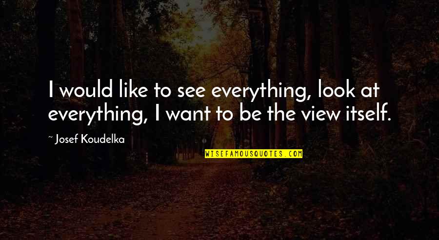 Meaningful Friendship Quotes By Josef Koudelka: I would like to see everything, look at