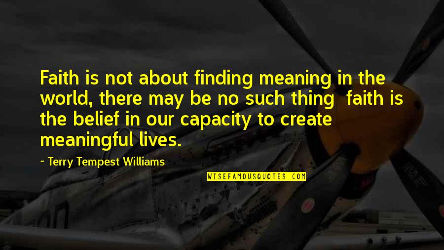 Meaningful Lives Quotes By Terry Tempest Williams: Faith is not about finding meaning in the