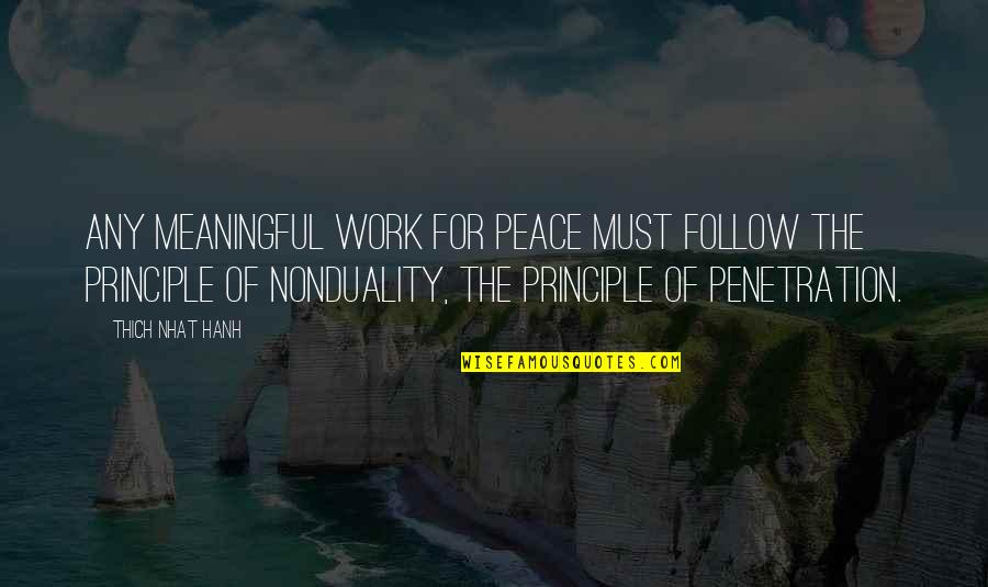 Meaningful Work Quotes By Thich Nhat Hanh: Any meaningful work for peace must follow the