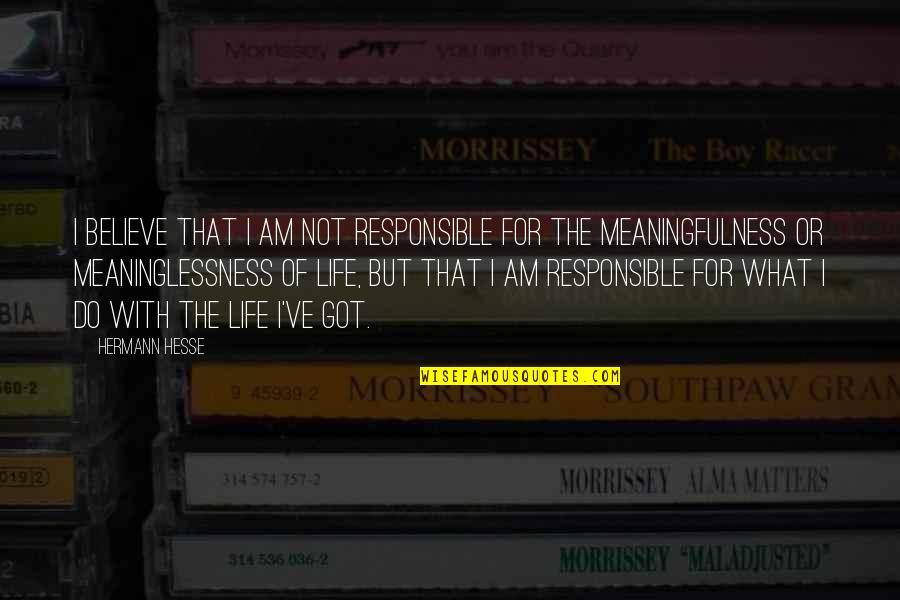 Meaningfulness Of Life Quotes By Hermann Hesse: I believe that I am not responsible for Meaningfulness Of Life Quotes By Hermann Hesse: I believe that I am not responsible for