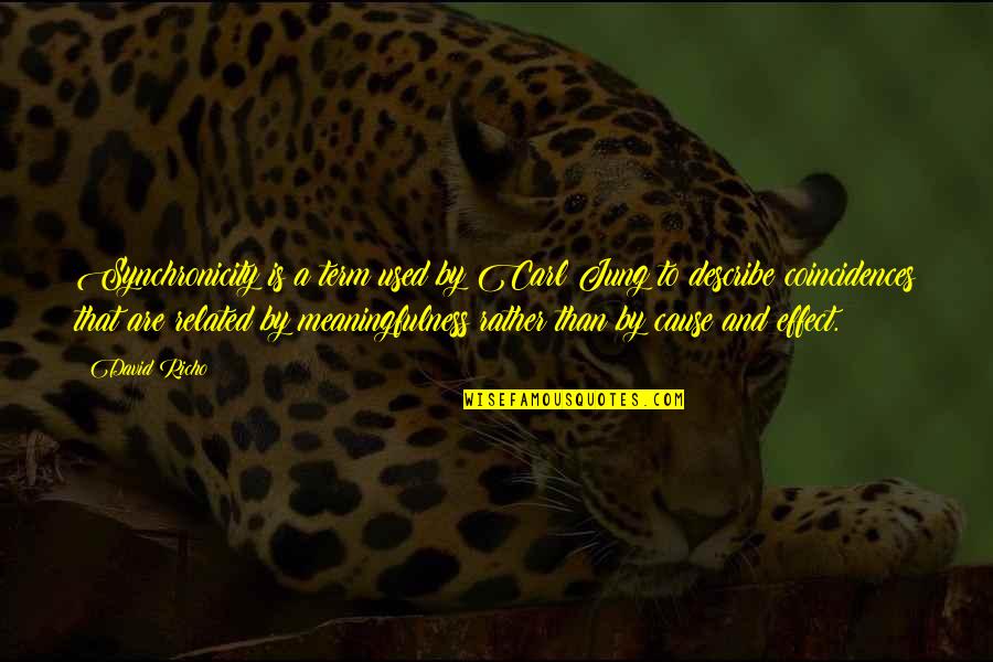 Meaningfulness Quotes By David Richo: Synchronicity is a term used by Carl Jung Meaningfulness Quotes By David Richo: Synchronicity is a term used by Carl Jung