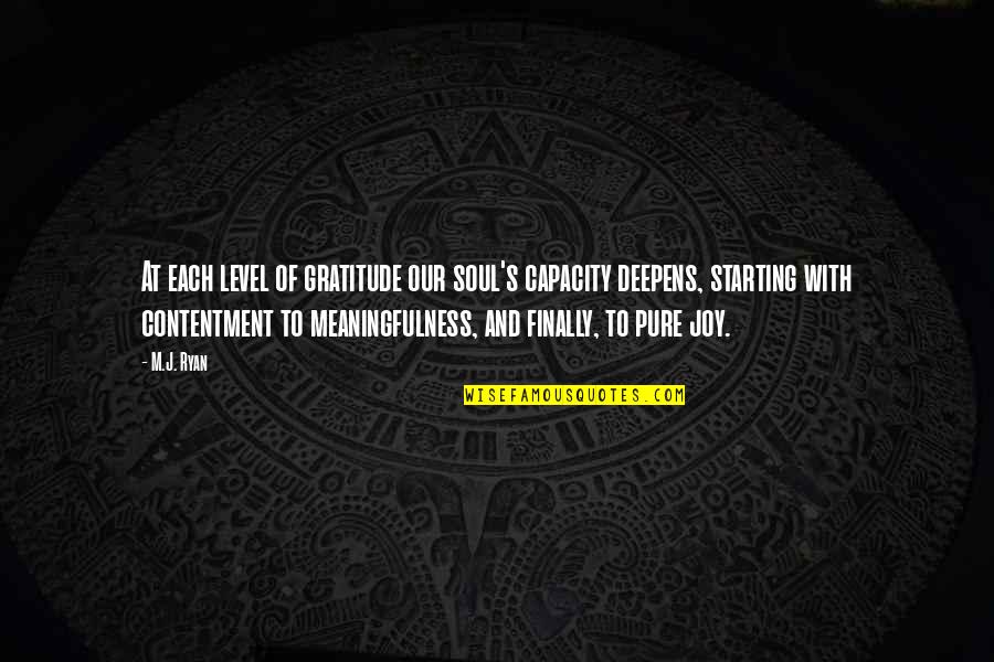 Meaningfulness Quotes By M.J. Ryan: At each level of gratitude our soul's capacity