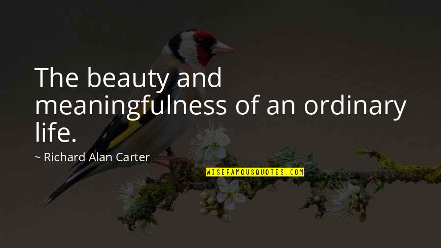 Meaningfulness Quotes By Richard Alan Carter: The beauty and meaningfulness of an ordinary life.