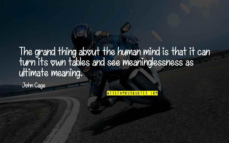 Meaninglessness Quotes By John Cage: The grand thing about the human mind is