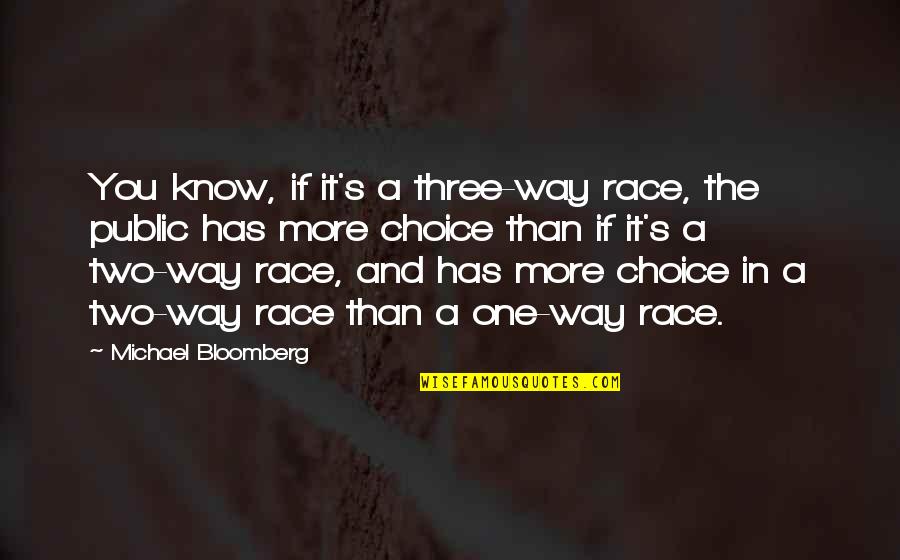 Meaningly Beautiful Quotes By Michael Bloomberg: You know, if it's a three-way race, the