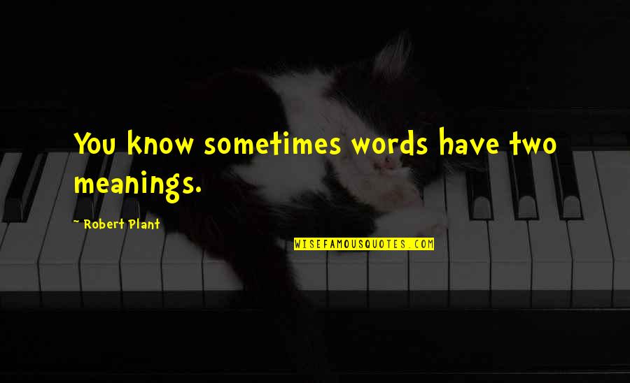 Meanings Of Words Quotes By Robert Plant: You know sometimes words have two meanings.