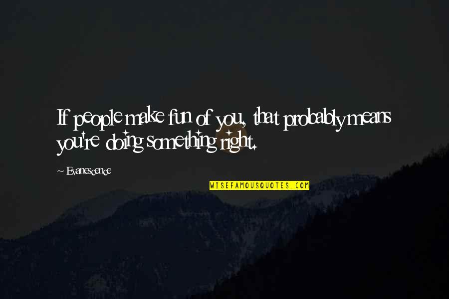 Means Of Life Quotes By Evanescence: If people make fun of you, that probably