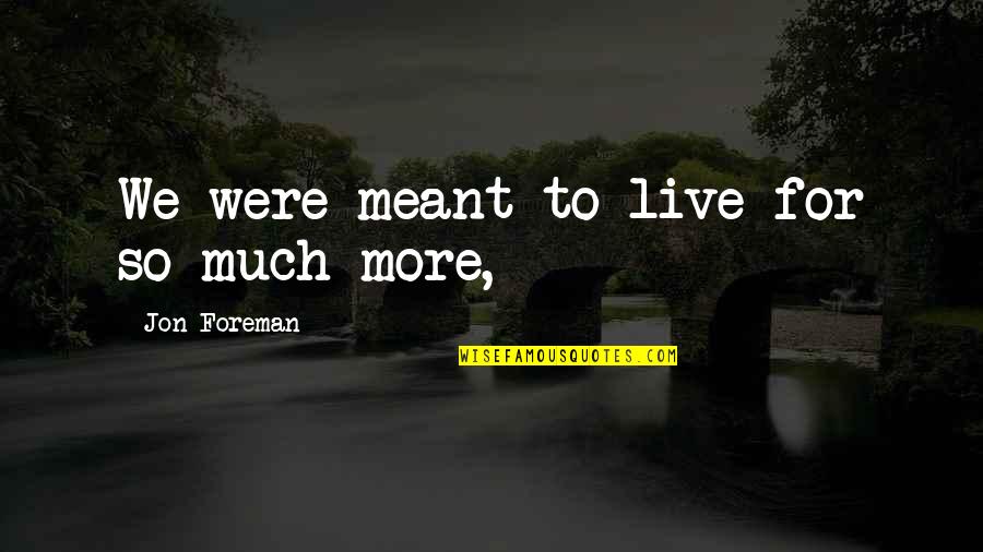 Meant For More Quotes By Jon Foreman: We were meant to live for so much