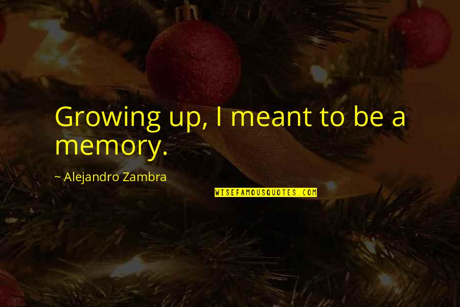 Meant Quotes By Alejandro Zambra: Growing up, I meant to be a memory.