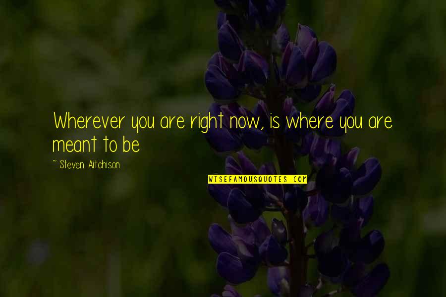 Meant To Be Inspirational Quotes By Steven Aitchison: Wherever you are right now, is where you