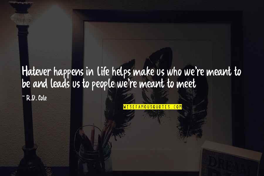 Meant To Meet Quotes By R.D. Cole: Hatever happens in life helps make us who