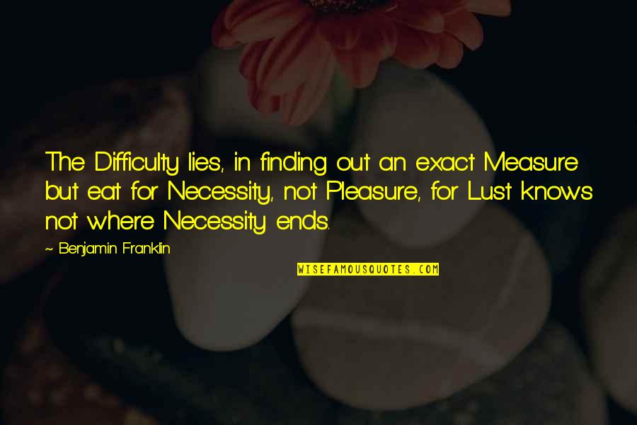 Measure For Measure Quotes By Benjamin Franklin: The Difficulty lies, in finding out an exact