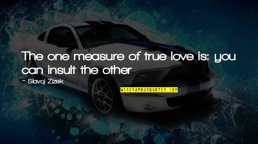 Measure Of Love Quotes By Slavoj Zizek: The one measure of true love is: you
