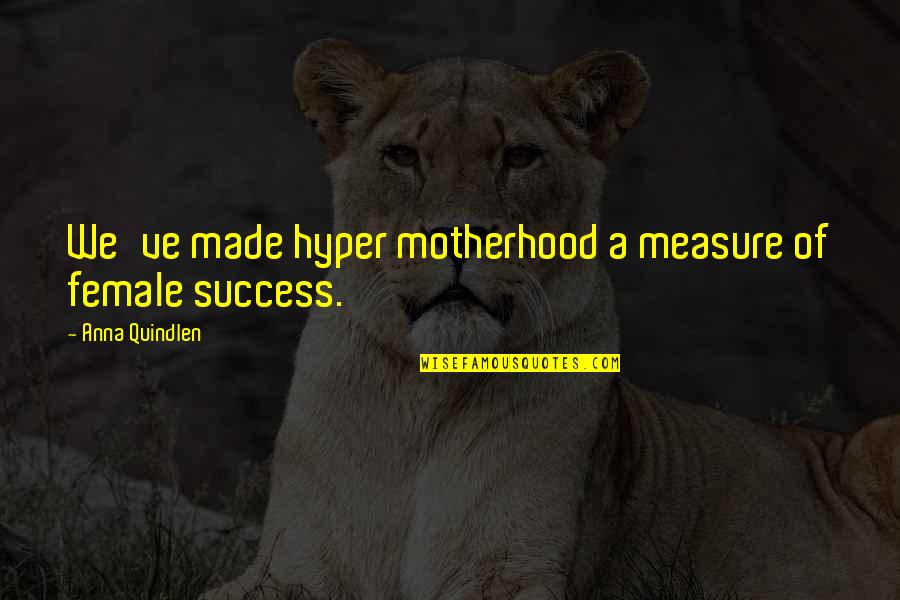 Measure Of Success Quotes By Anna Quindlen: We've made hyper motherhood a measure of female