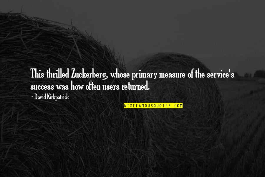 Measure Success Quotes By David Kirkpatrick: This thrilled Zuckerberg, whose primary measure of the