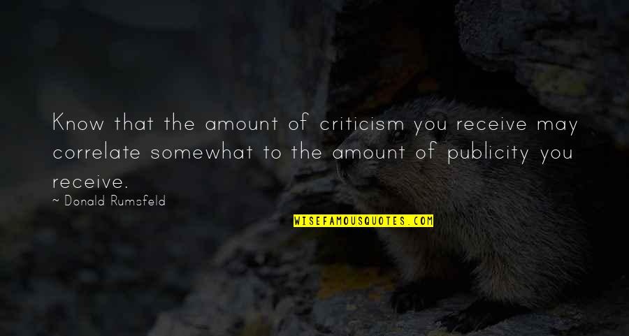 Measurement Conversion Quotes By Donald Rumsfeld: Know that the amount of criticism you receive