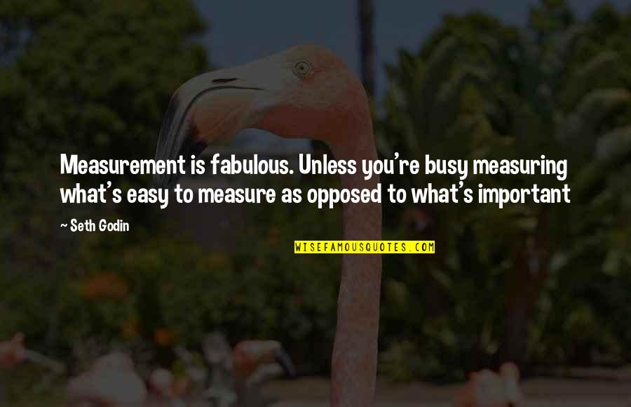 Measuring Quotes By Seth Godin: Measurement is fabulous. Unless you're busy measuring what's